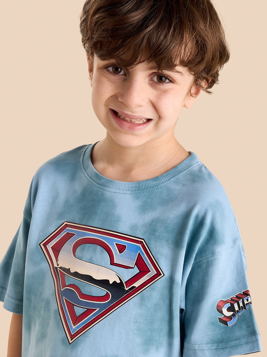 Superman Print T-Shirt and Shorts Set
