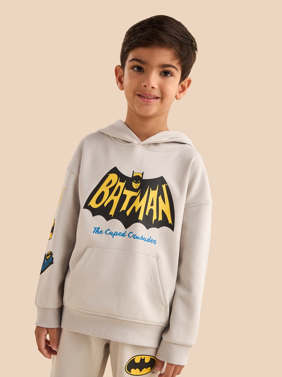 Batman Print Hooded Sweatshirt and Cargo Joggers Set