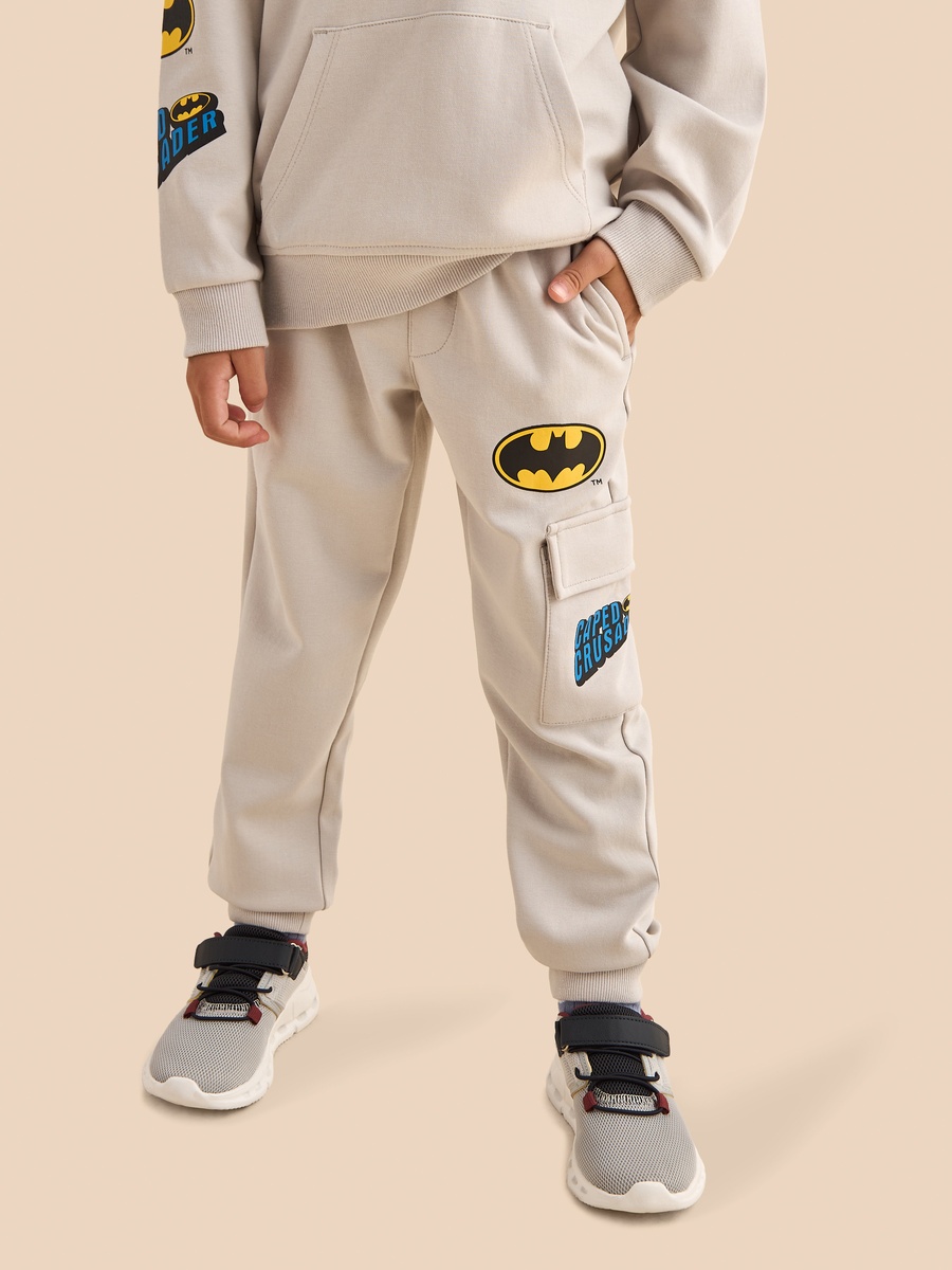 Batman Print Hooded Sweatshirt and Cargo Joggers Set