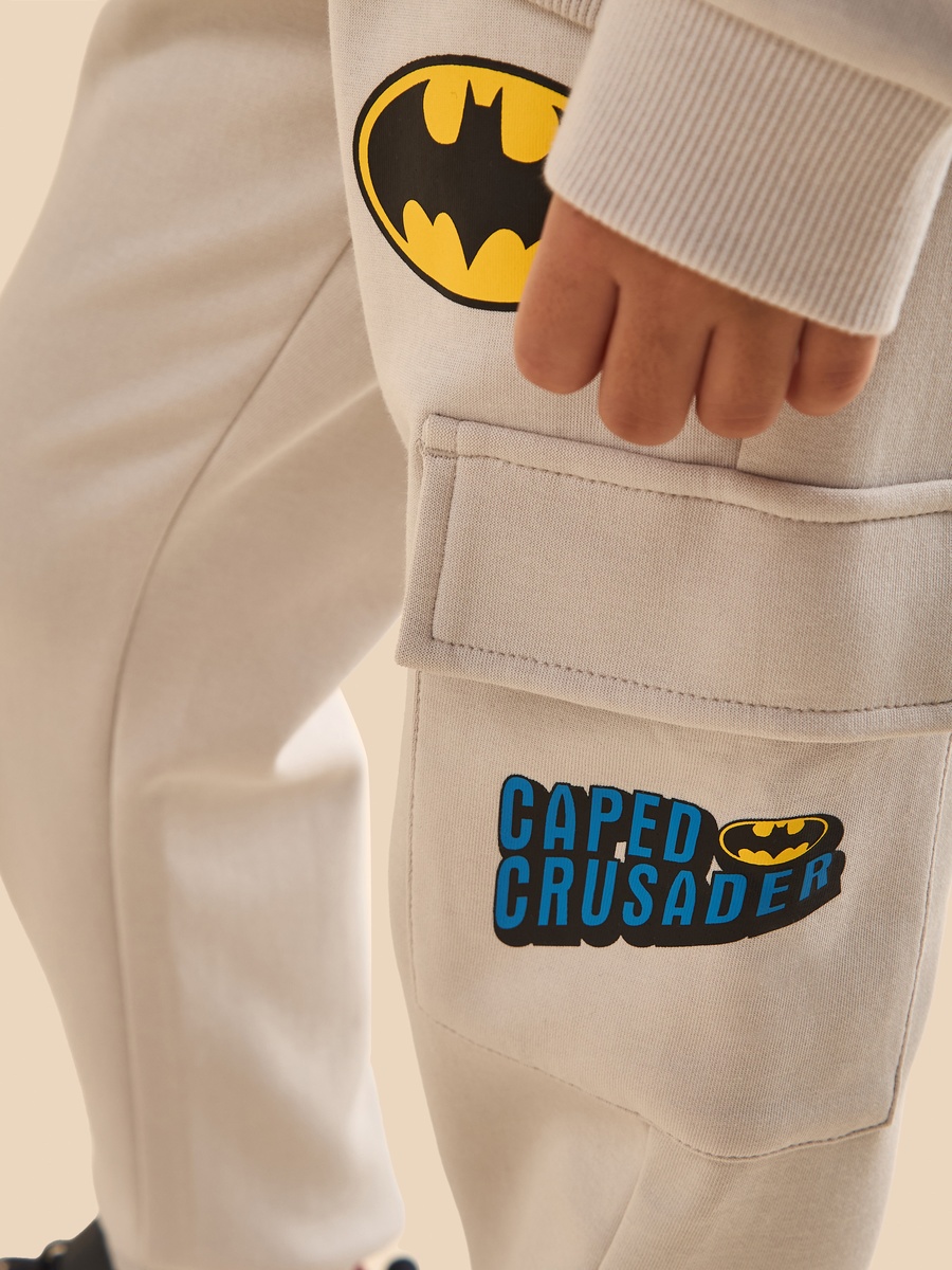 Batman Print Hooded Sweatshirt and Cargo Joggers Set