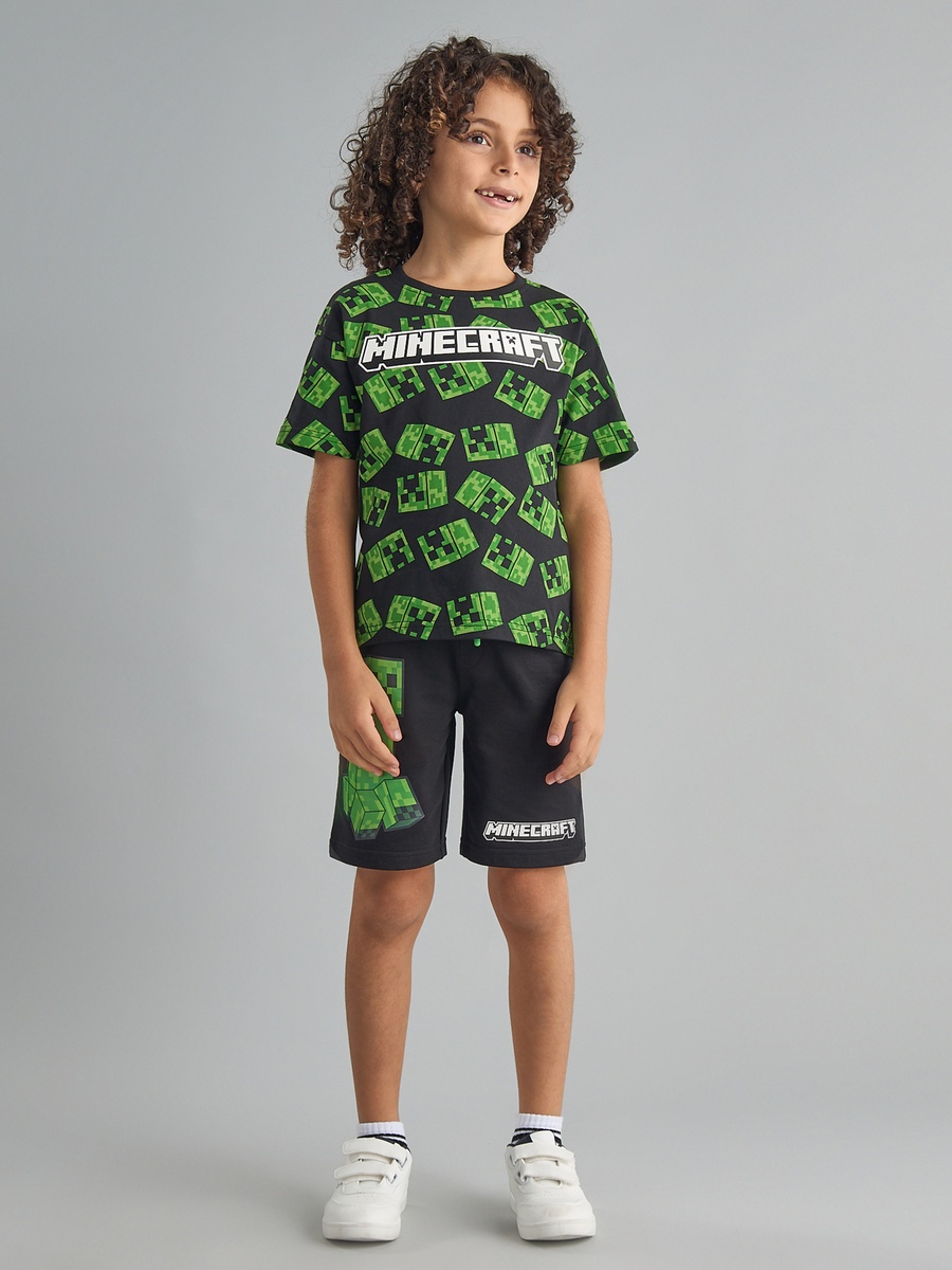 Minecraft Print Cotton T-Shirt and Shorts Set