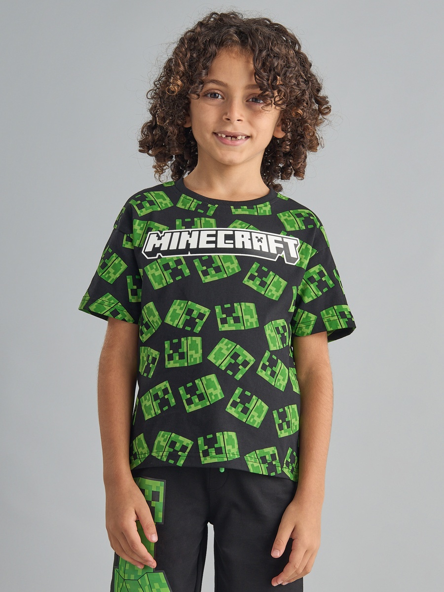 Minecraft Print Cotton T-Shirt and Shorts Set