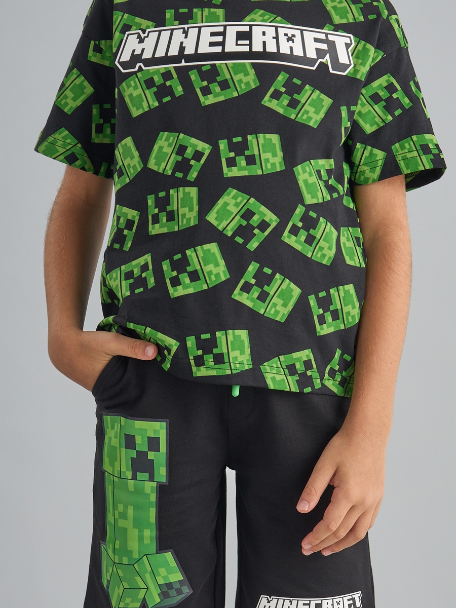 Minecraft Print Cotton T-Shirt and Shorts Set