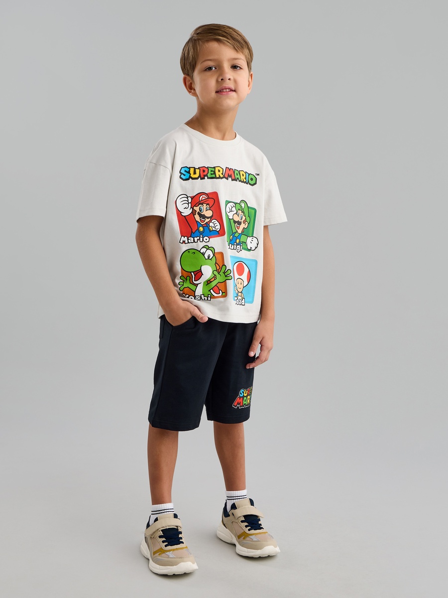 Super Mario Print Cotton T-Shirt and Shorts Set