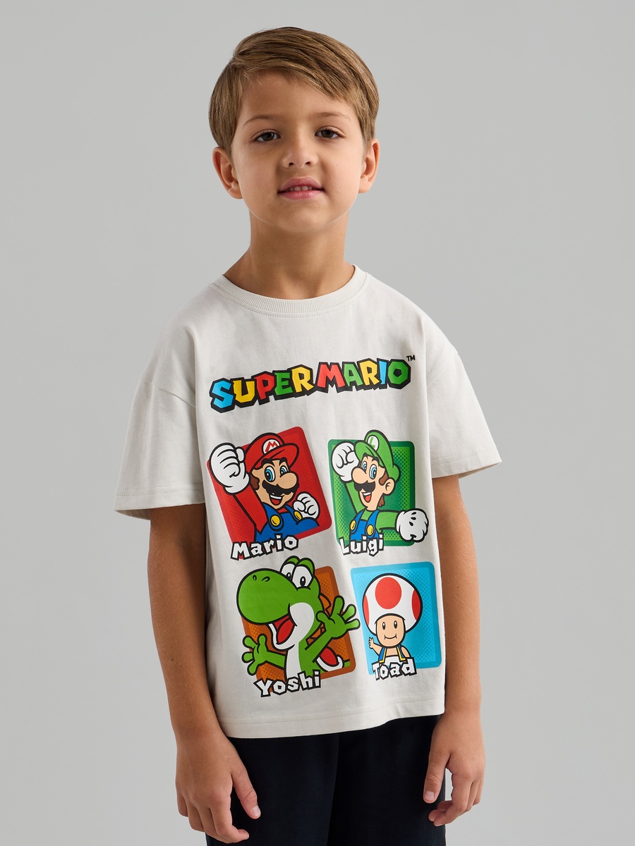 Super Mario Print Cotton T-Shirt and Shorts Set
