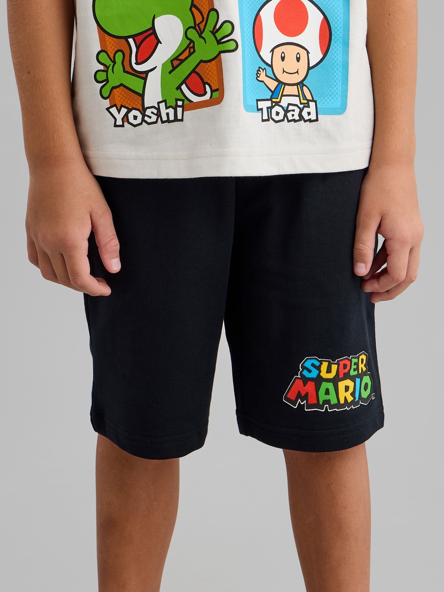 Super Mario Print Cotton T-Shirt and Shorts Set
