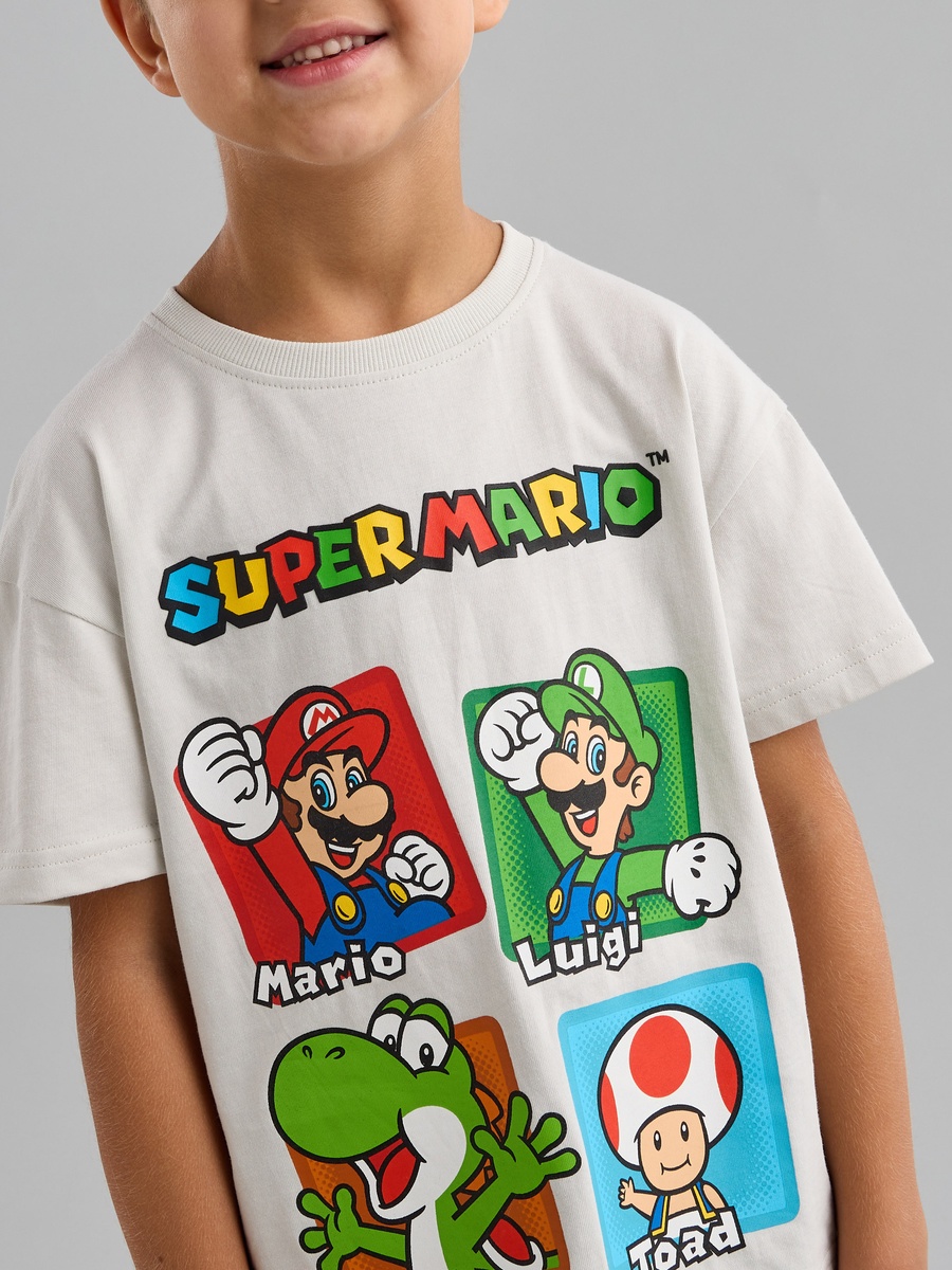 Super Mario Print Cotton T-Shirt and Shorts Set