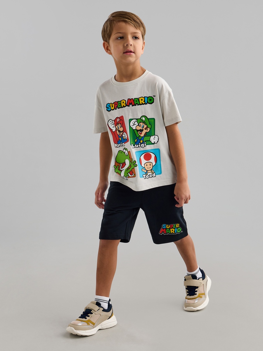 Super Mario Print Cotton T-Shirt and Shorts Set