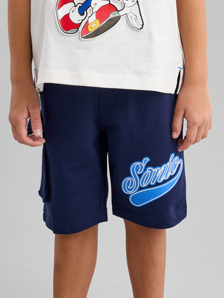 Sonic the Hedgehog Print Hooded T-Shirt and Shorts Set