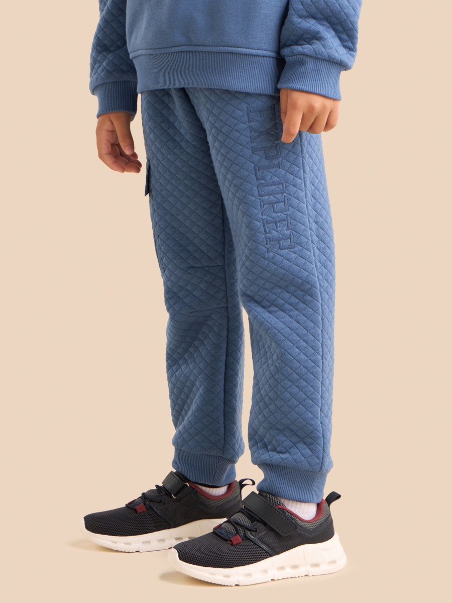 Graphic Print Quilted Hooded Sweatshirt and Joggers Set