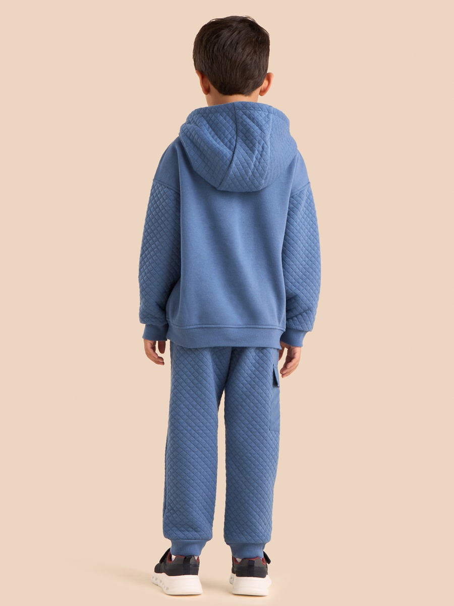 Graphic Print Quilted Hooded Sweatshirt and Joggers Set