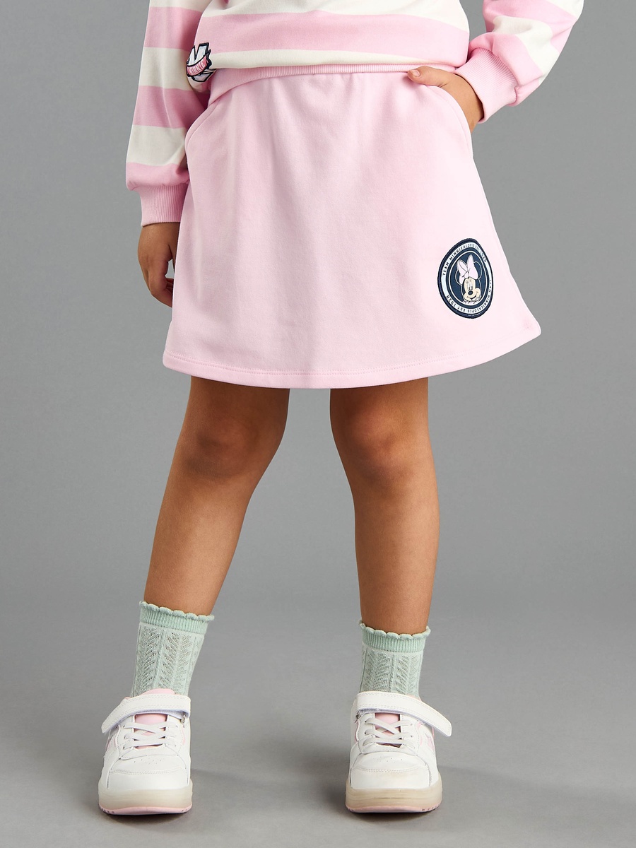 Minnie Mouse Print Striped Sweatshirt and Skirt Set