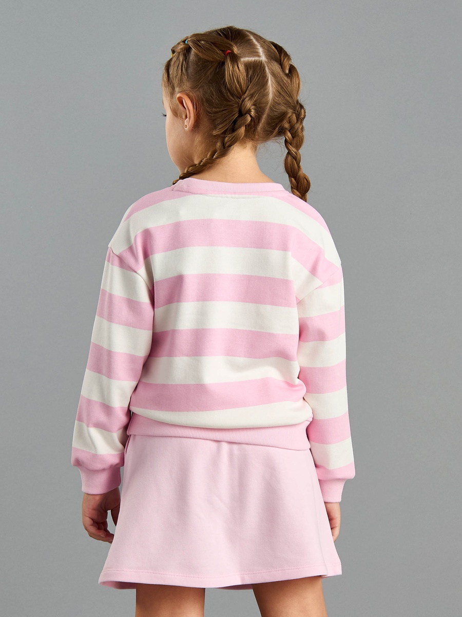 Minnie Mouse Print Striped Sweatshirt and Skirt Set