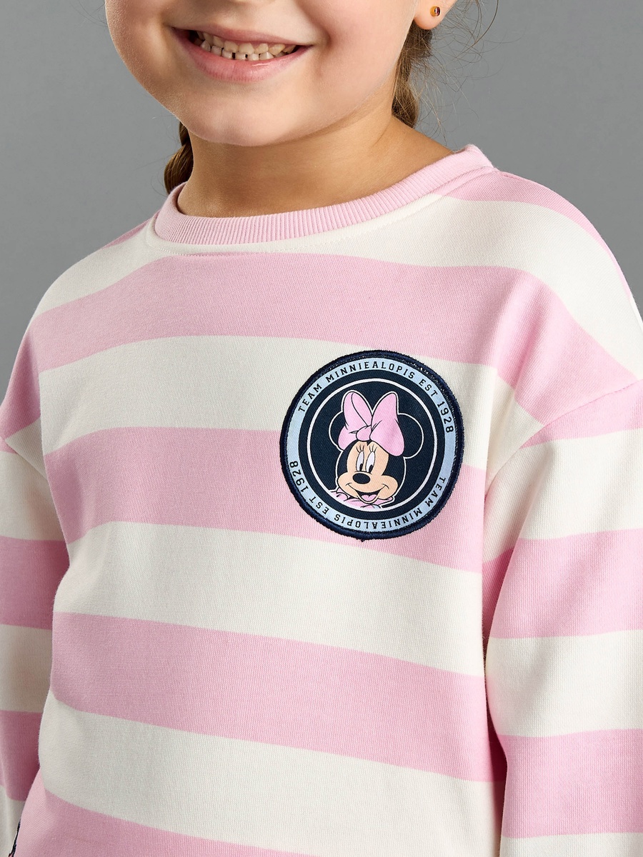 Minnie Mouse Print Striped Sweatshirt and Skirt Set