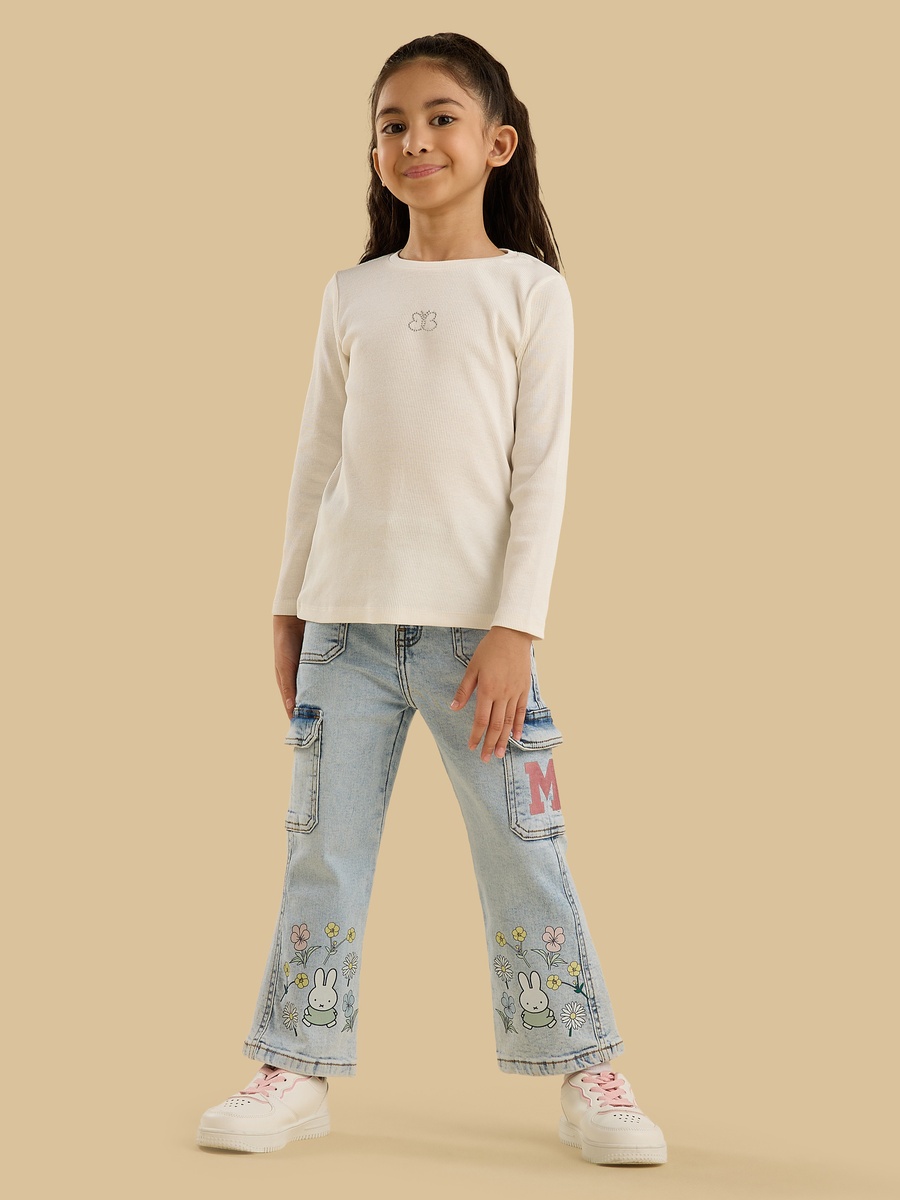 Miffy Print Flared Cargo Jeans