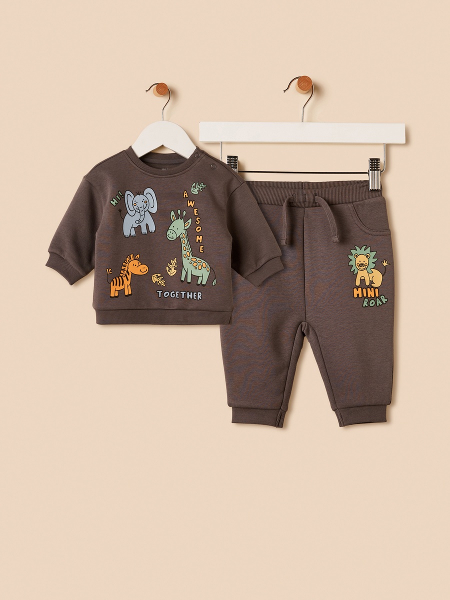 Animal Print Sweatshirt and Joggers Set