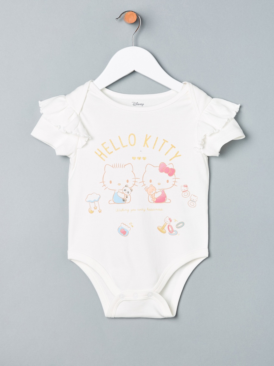 Hello Kitty Print Cotton Bodysuit and Romper Set