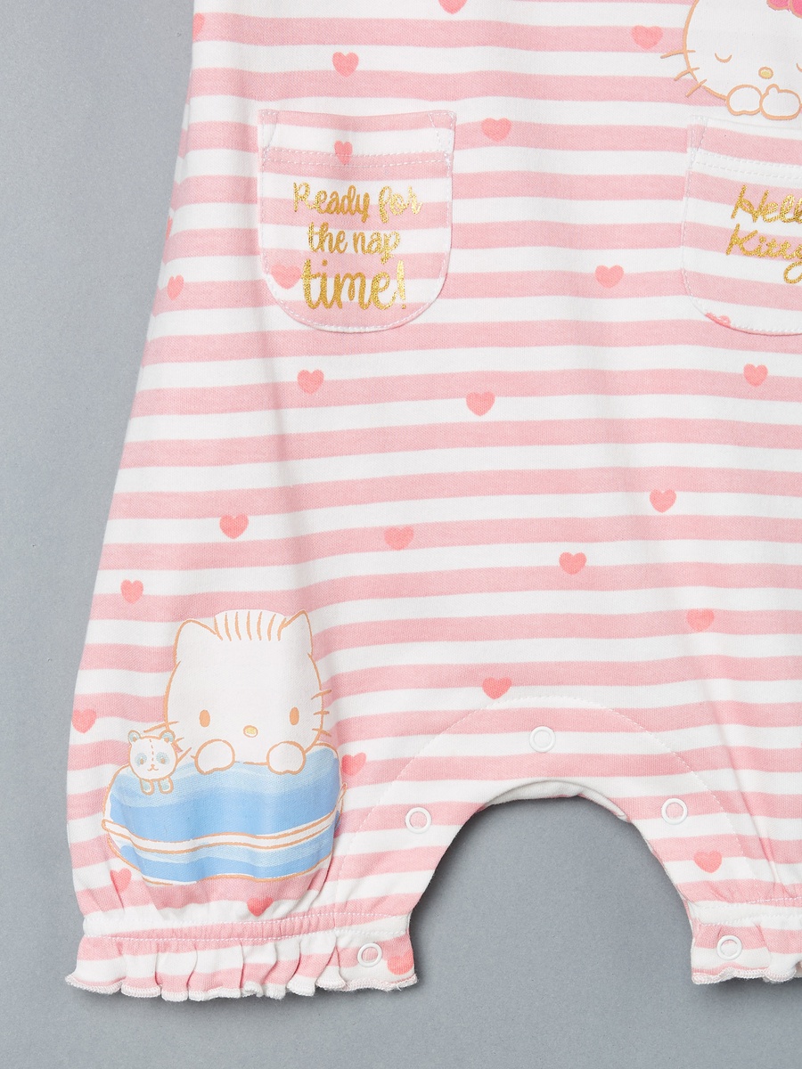 Hello Kitty Print Cotton Bodysuit and Romper Set