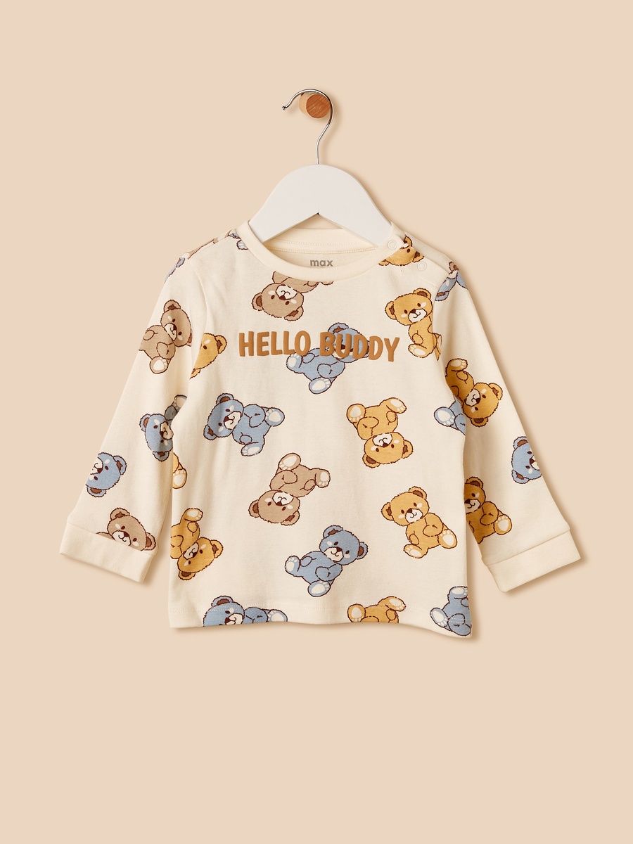 Teddy Bear Print Cotton Pyjama Set