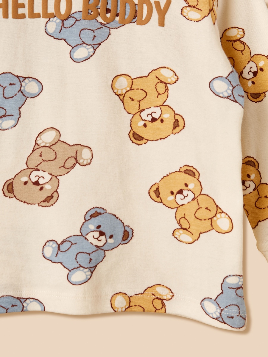 Teddy Bear Print Cotton Pyjama Set