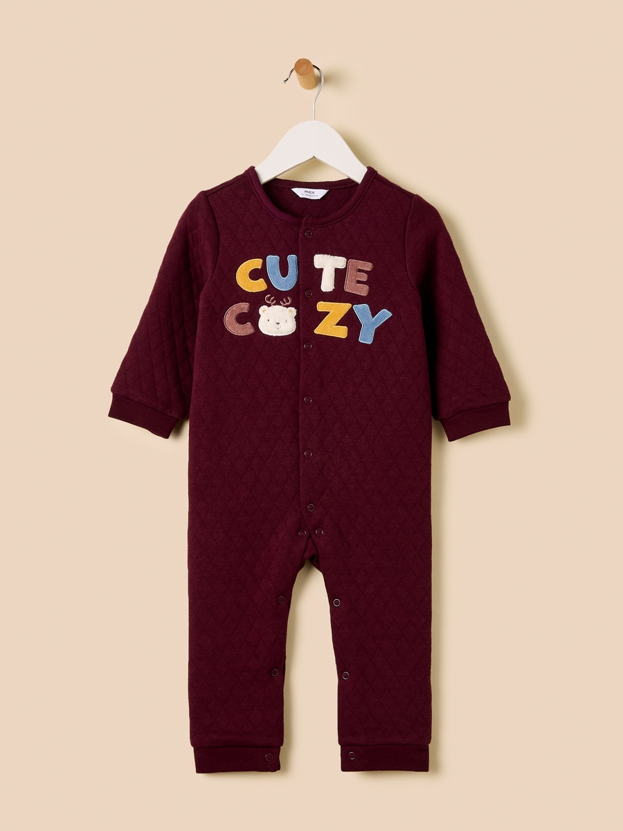 Textured Velour Sleepsuit with Beanie Cap