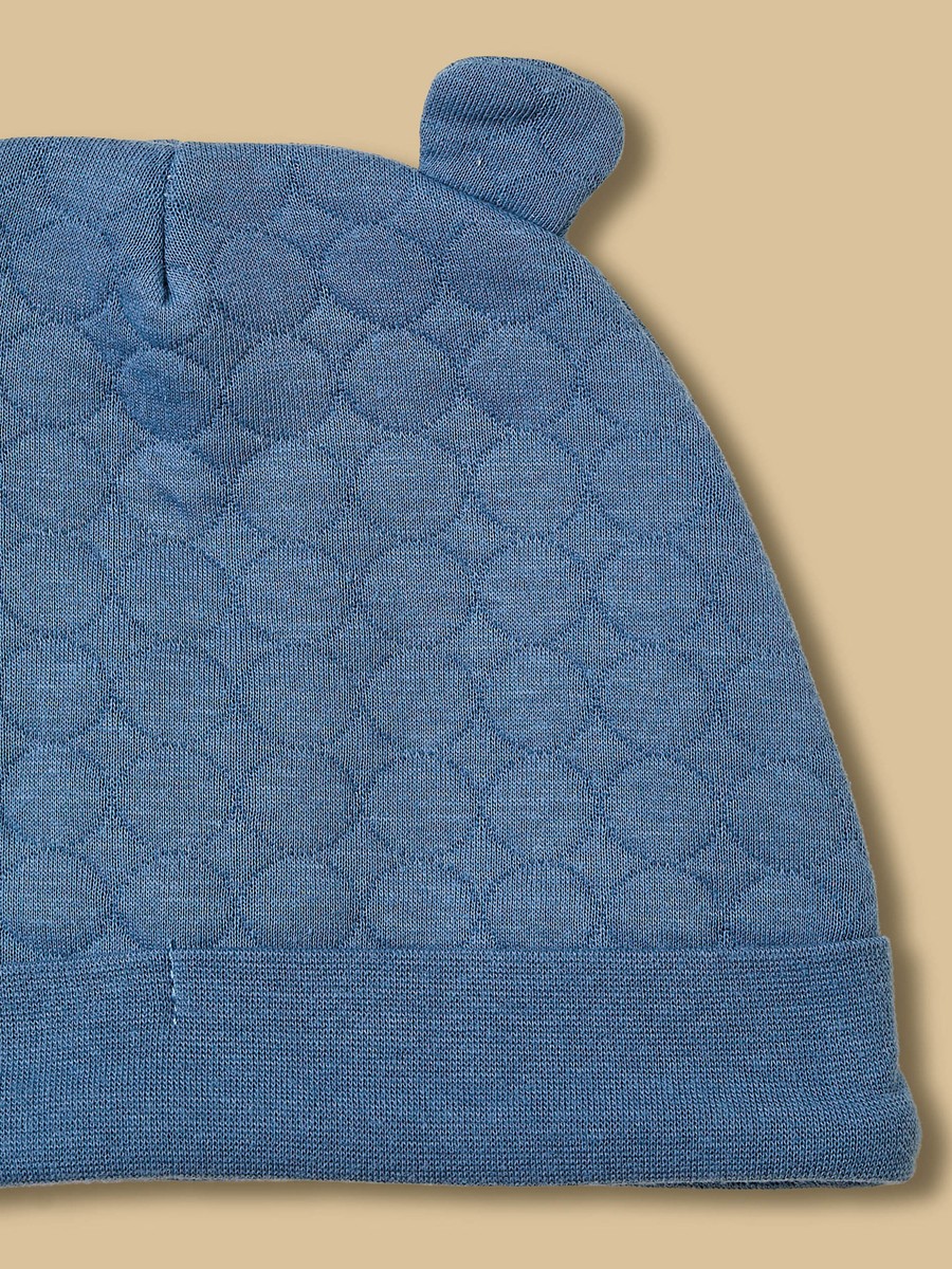 Bear Applique Quilted Sleepsuit with Cap