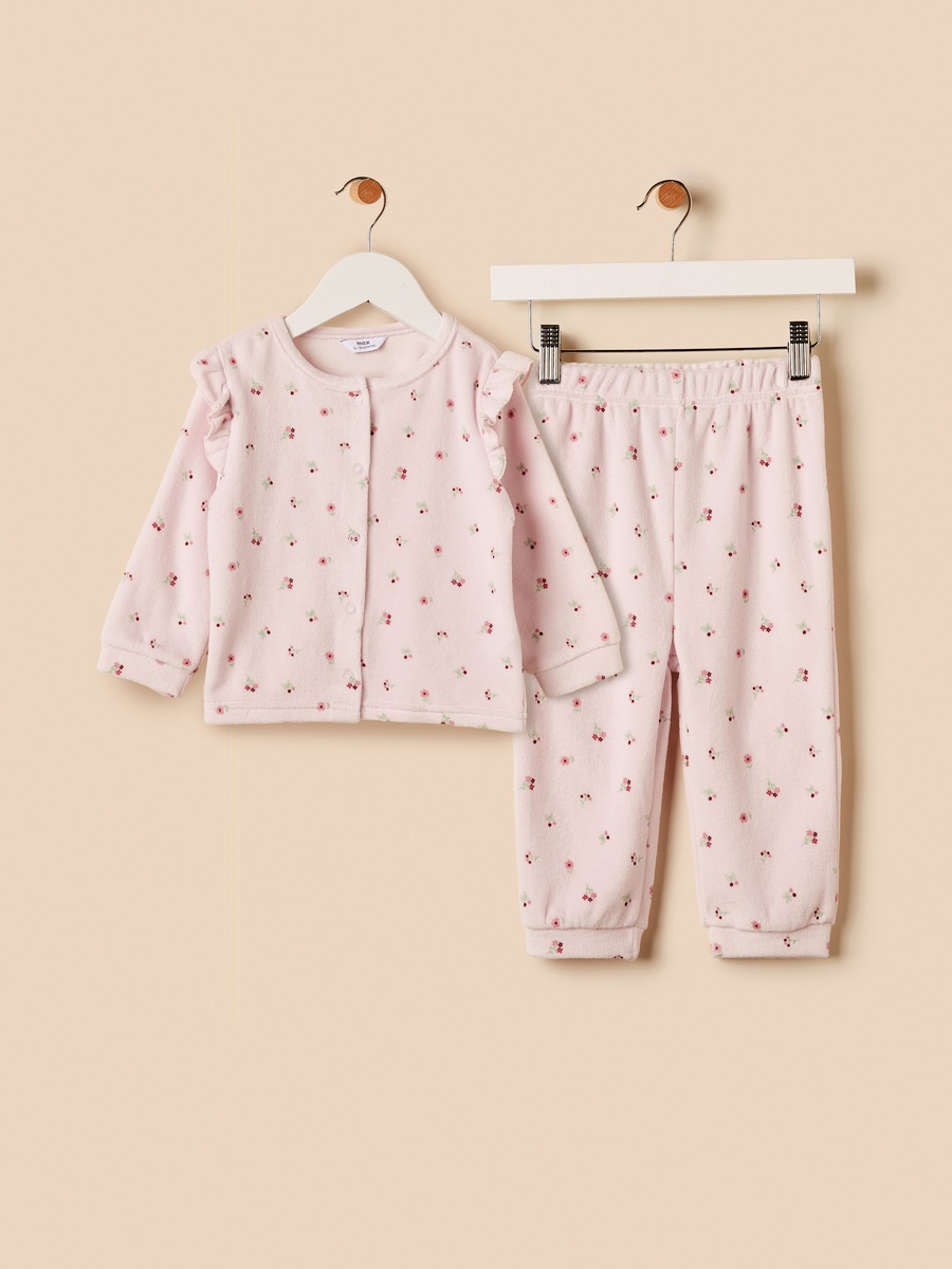 Floral Print Velour Pyjama Set