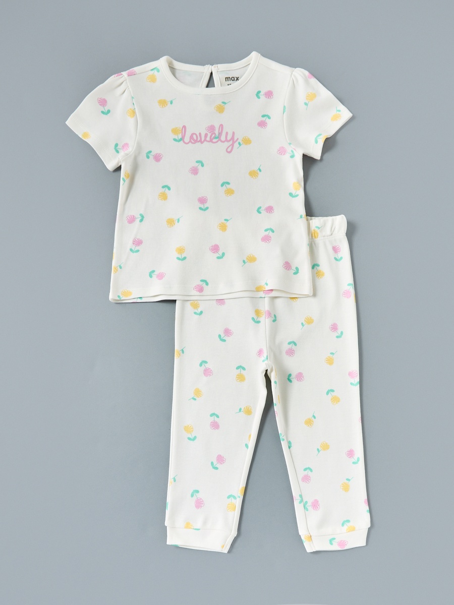 Pack of 2 - Printed Cotton Pyjama Set