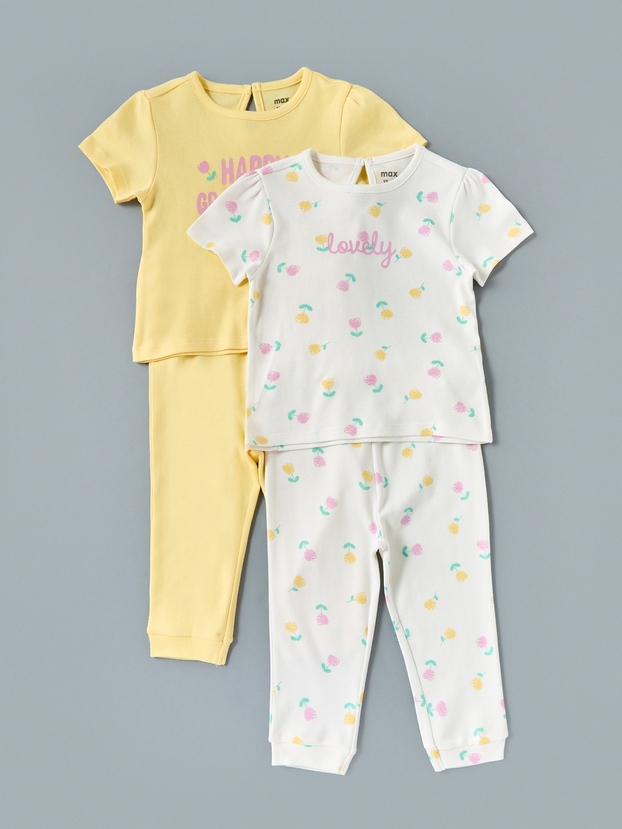 Pack of 2 - Printed Cotton Pyjama Set