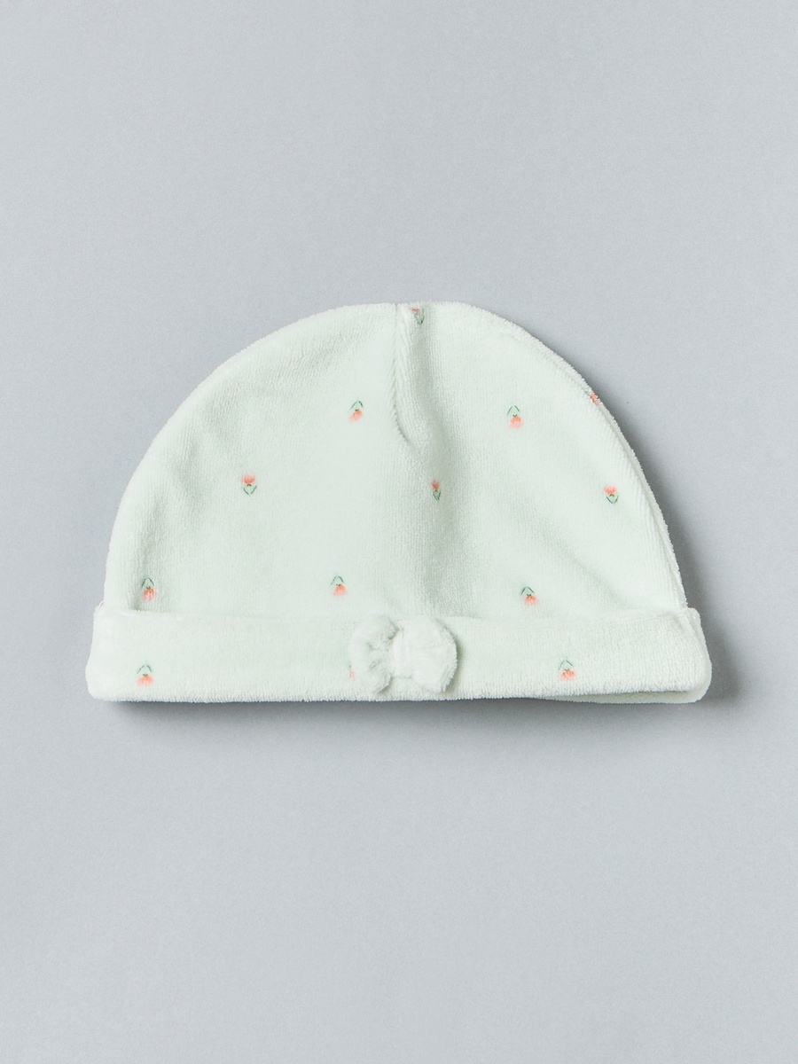 Embroidered Collared Velour Sleepsuit with Cap