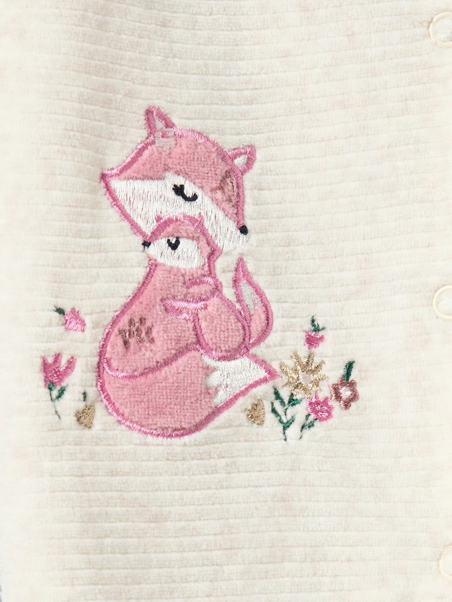 Embroidered Velour Sleepsuit