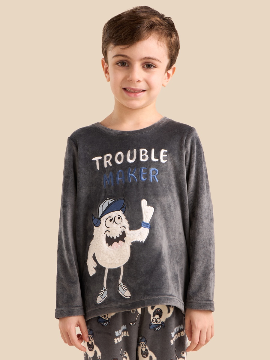 Monster Print Velour Pyjama Set