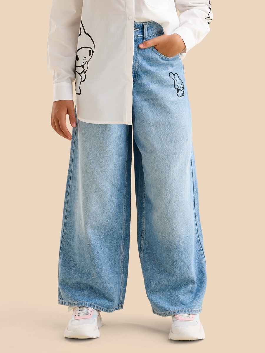 My Melody Print Wide Leg Jeans