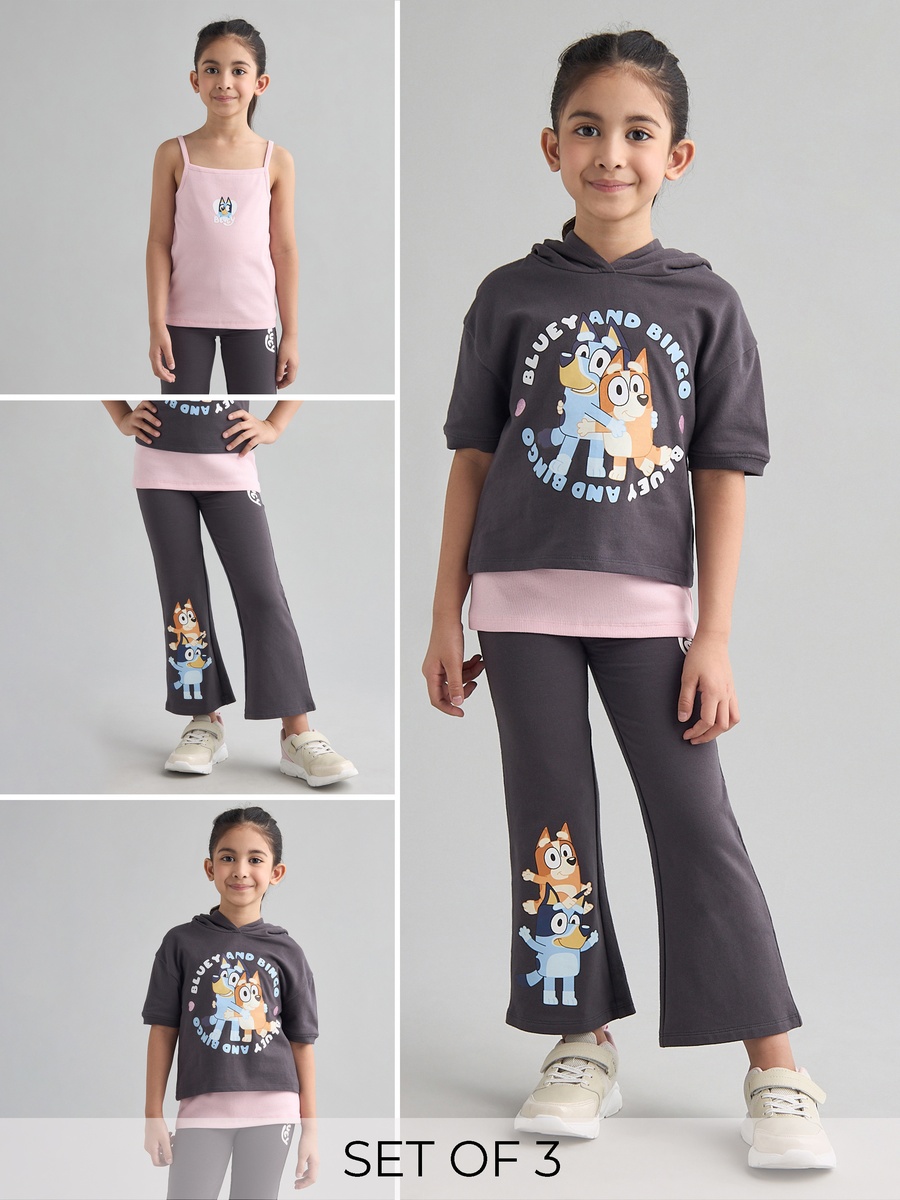 Bluey Bingo Print Sweatshirt with Pants and Camisole Set