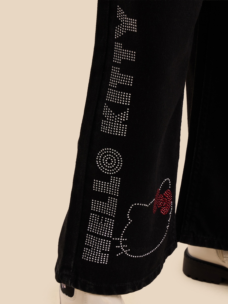 Hello Kitty Embellished Wide Leg Jeans