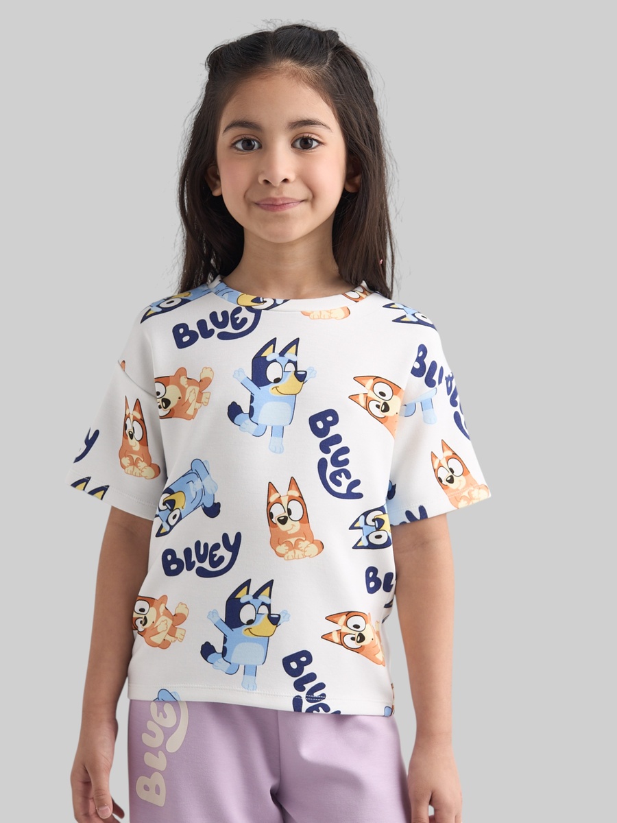 Bluey Print Scuba T-Shirt and Wide Leg Pants Set