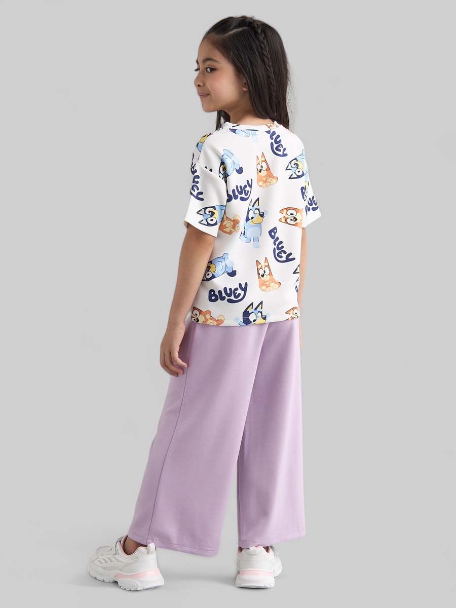 Bluey Print Scuba T-Shirt and Wide Leg Pants Set