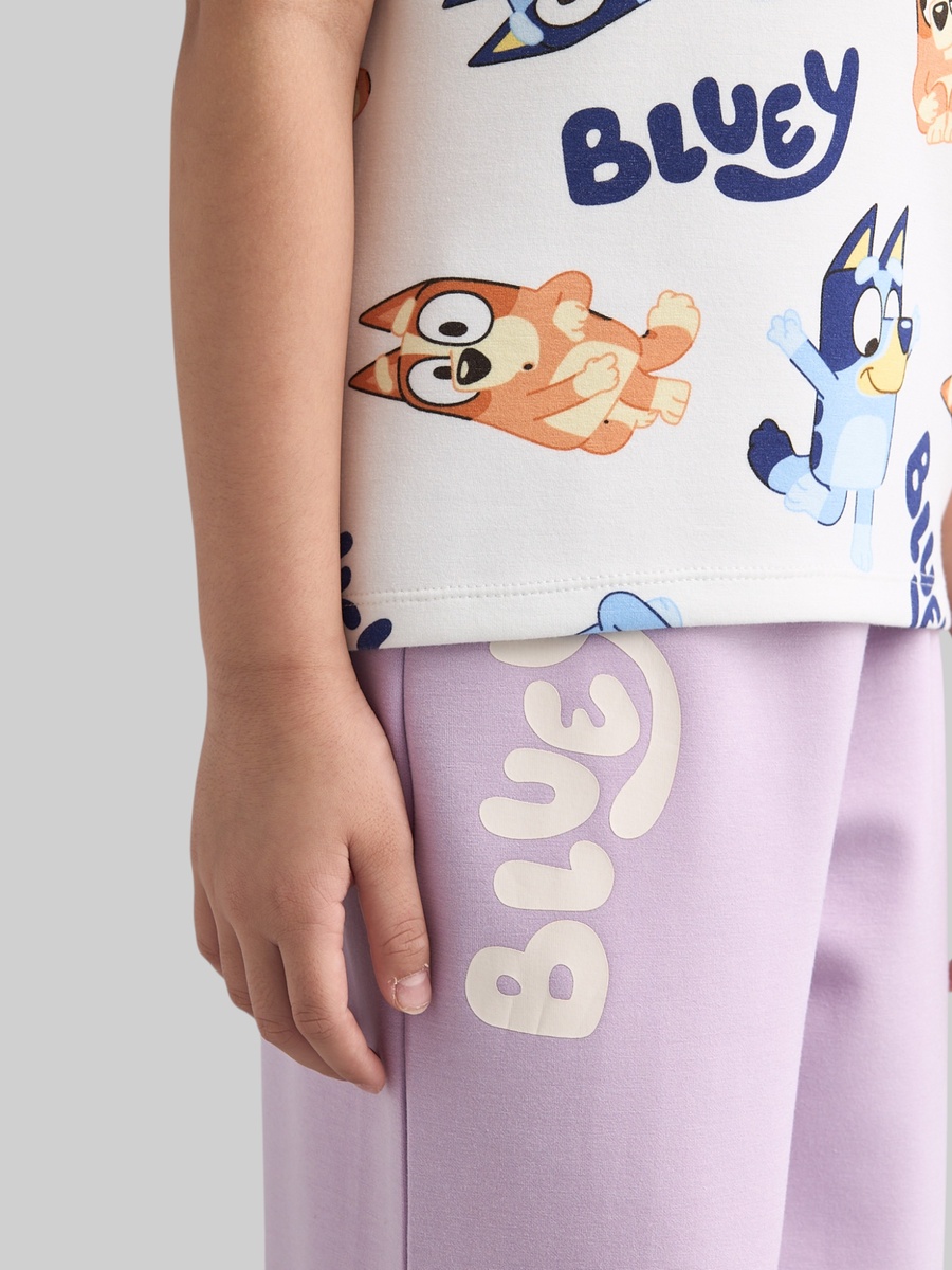 Bluey Print Scuba T-Shirt and Wide Leg Pants Set
