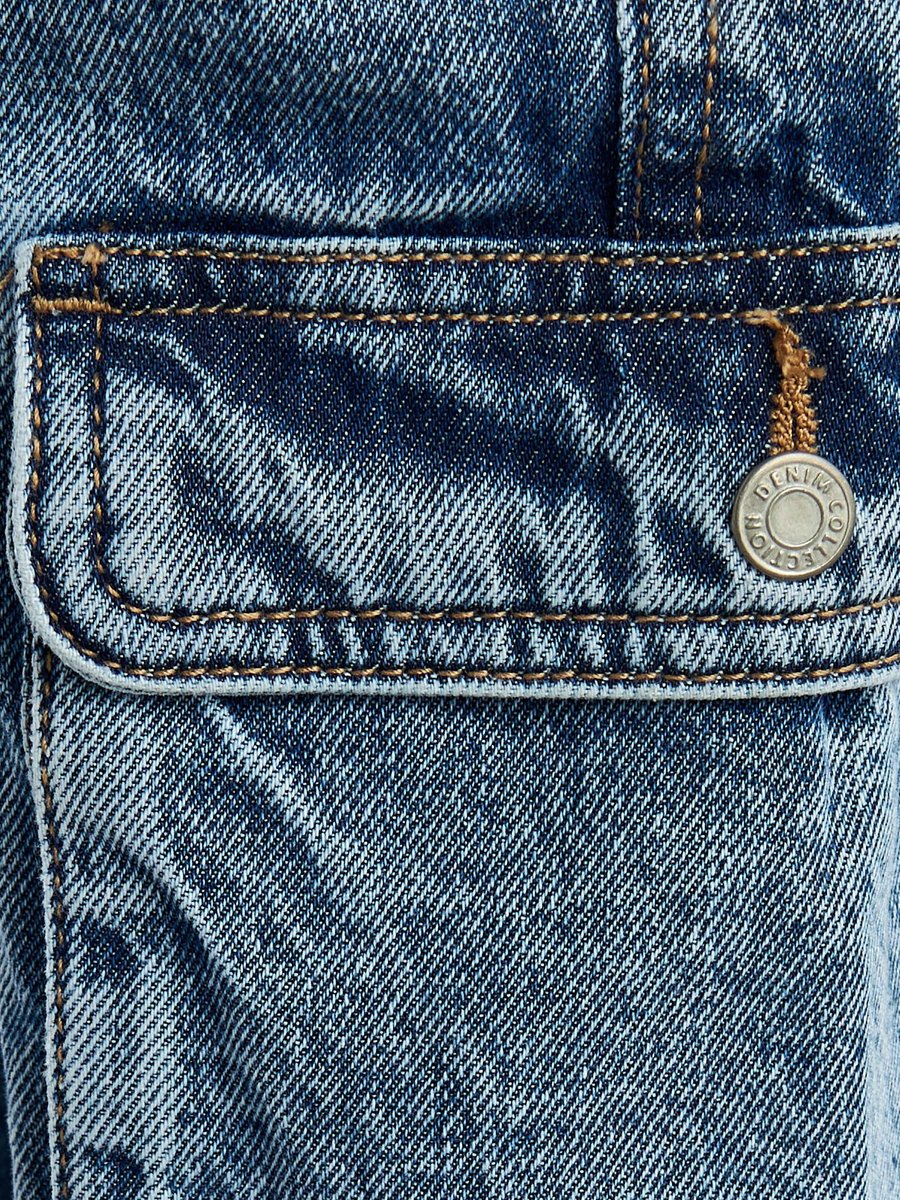 Plain Wide Leg Utility Jeans