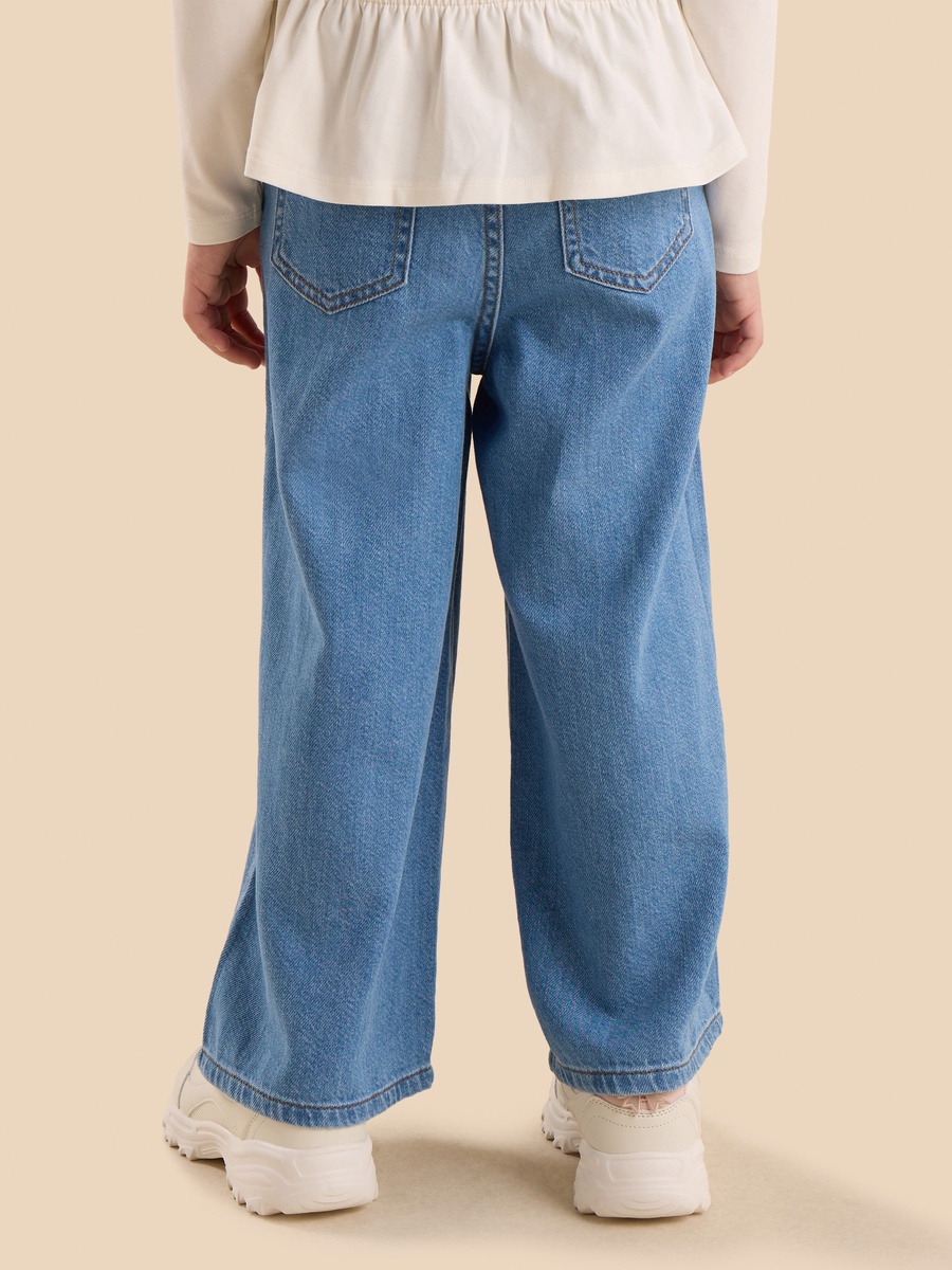 Floral Embroidered Wide Leg Jeans