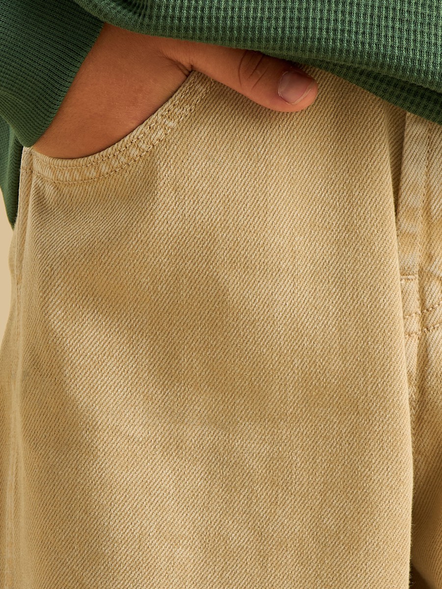 Plain Wide Leg Cotton Jeans