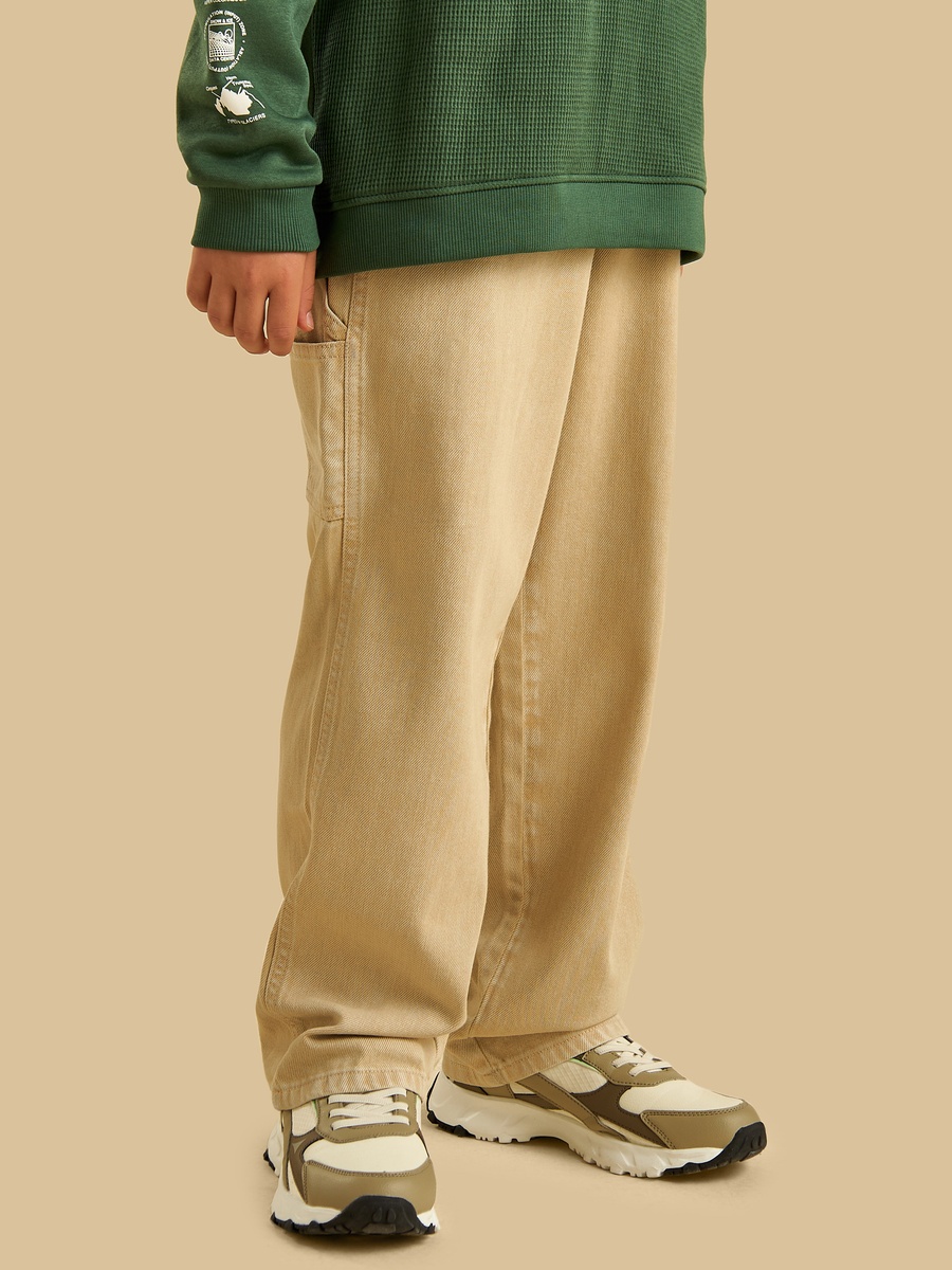 Plain Wide Leg Cotton Jeans