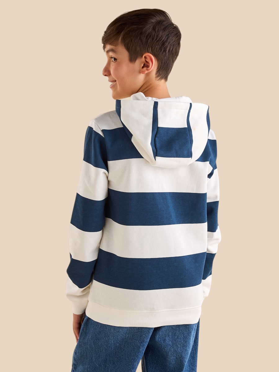 Striped Cotton Hooded Sweatshirt