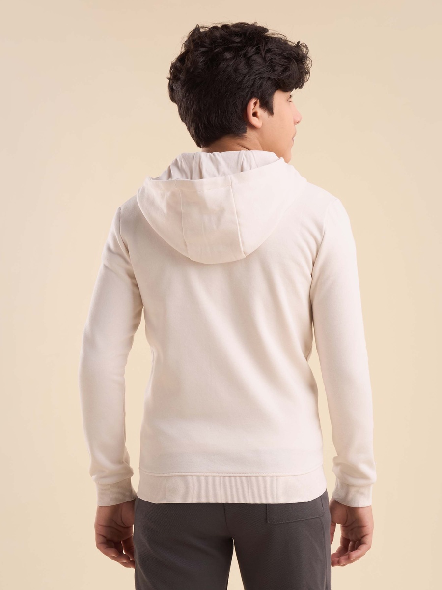 Boston Print Zip Through Cotton Hoodie
