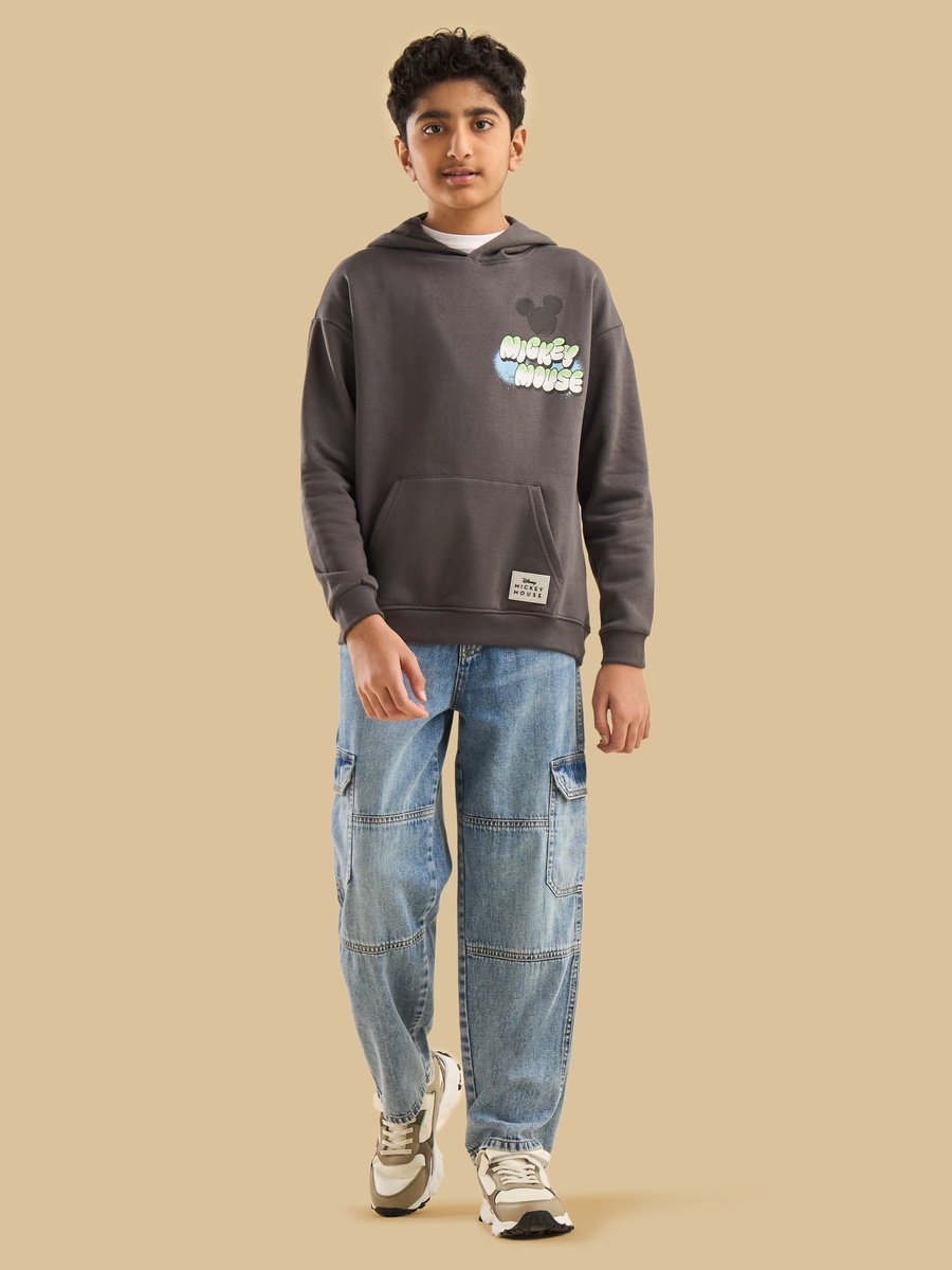 Mickey Mouse Print Hooded Sweatshirt