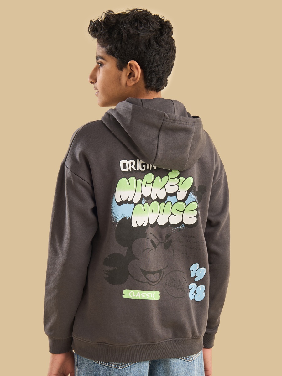 Mickey Mouse Print Hooded Sweatshirt