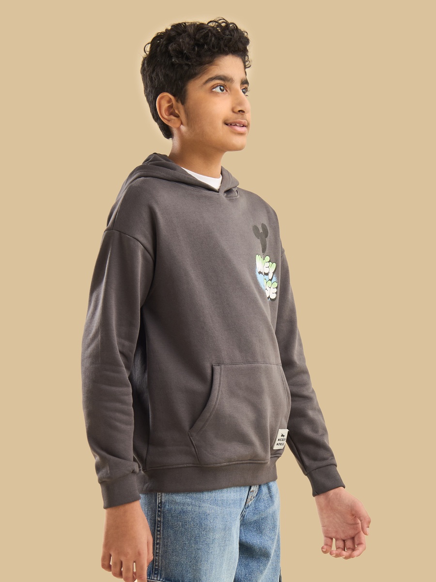 Mickey Mouse Print Hooded Sweatshirt