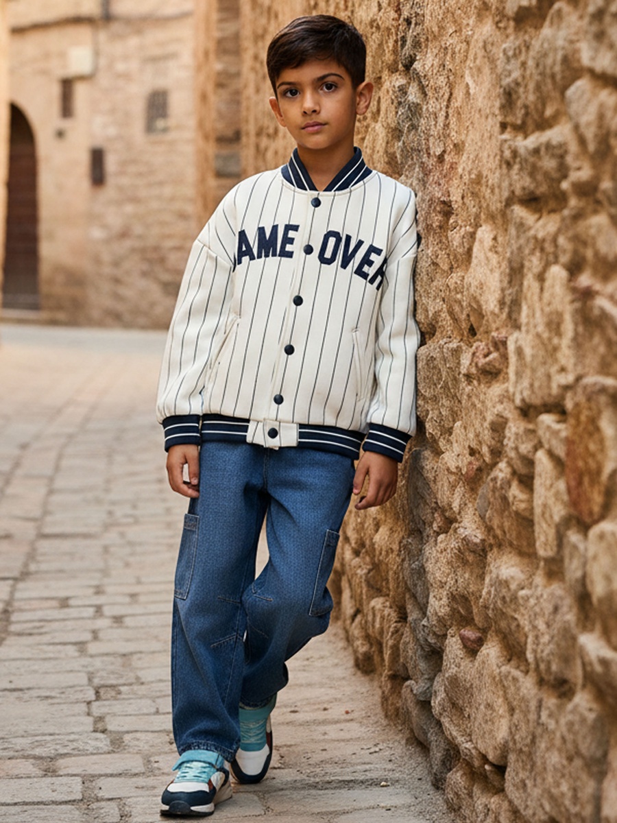 Game Over Striped Bomber Jacket