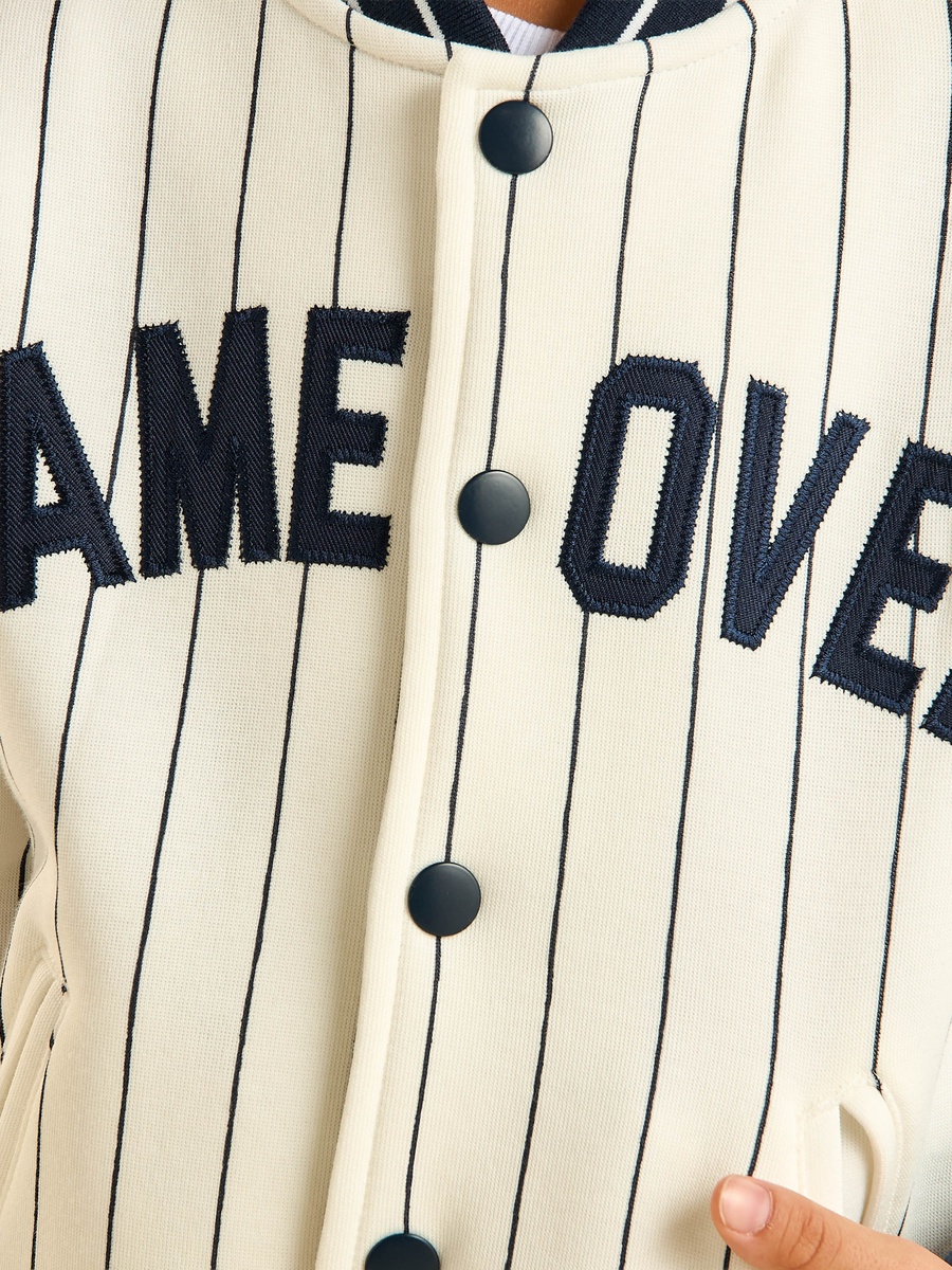 Game Over Striped Bomber Jacket
