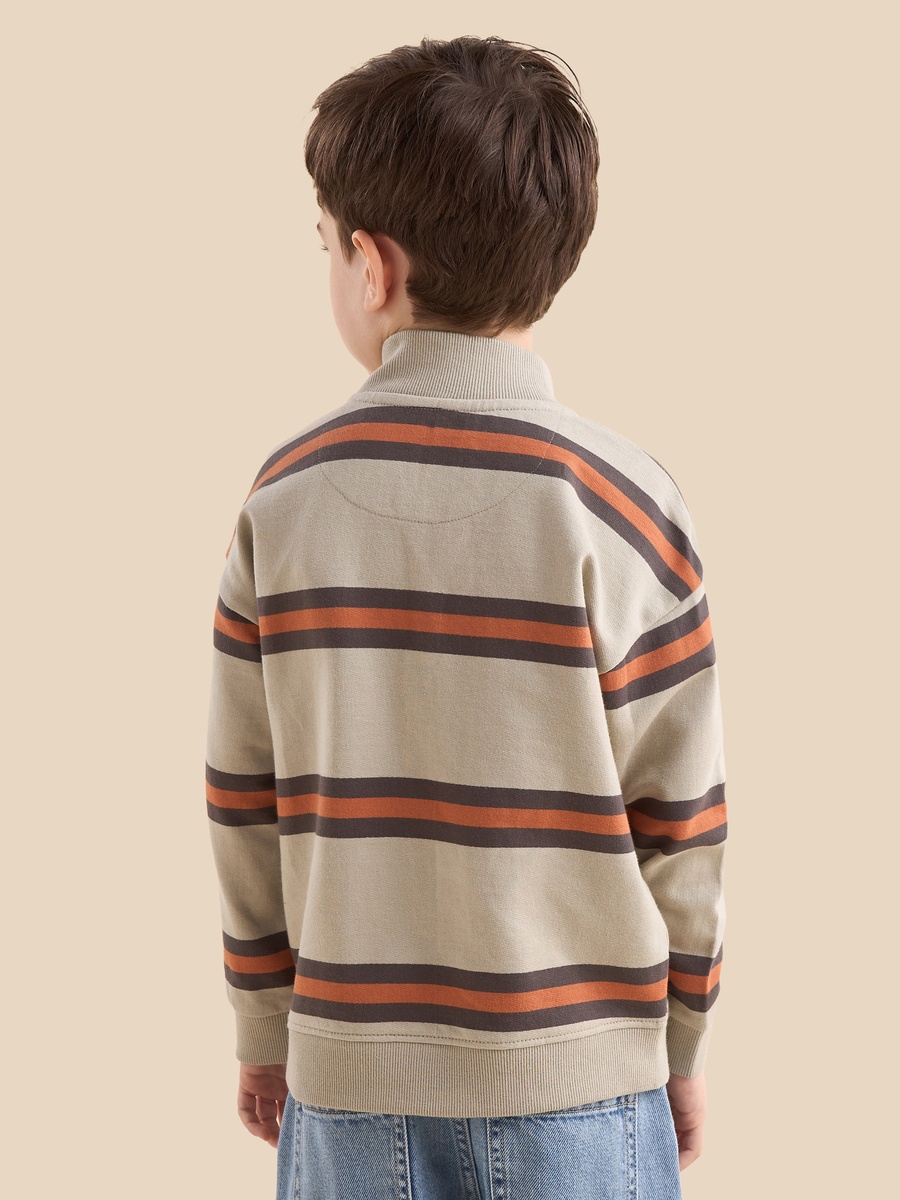 Striped High Neck Sweatshirt